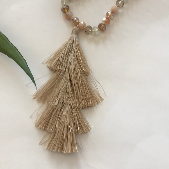 Long Tiered Tassel and Bead Necklace - Picture 2 of 7